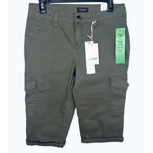 Evermore Womens Capri Cargo Pants Size 10P Olive Green